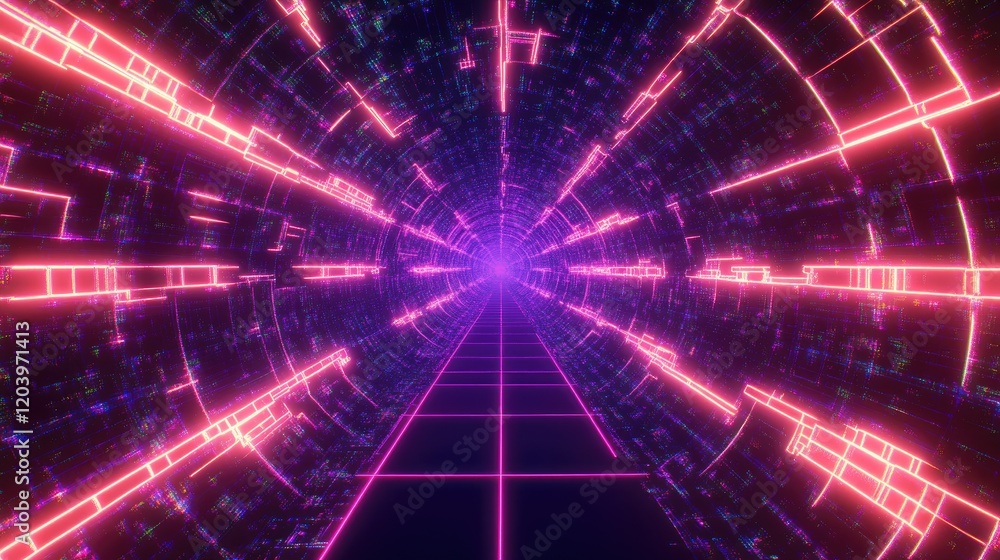 Poster a d digital backdrop with glowing gridlines and abstract polygonal shapes, offering a cutting-edge v