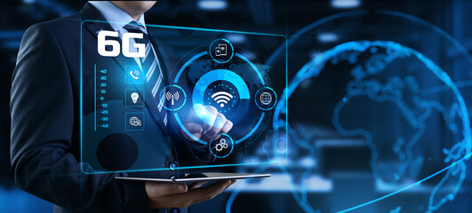 6G Six generation high speed mobile internet wireless  connection.