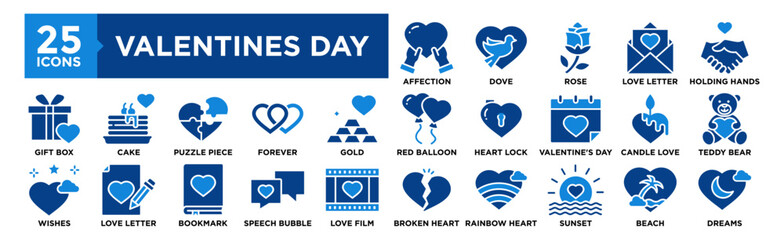 Valentines Day icon collection set. Containing design romantic, love, heart, valentine, illustration, vector, holiday	