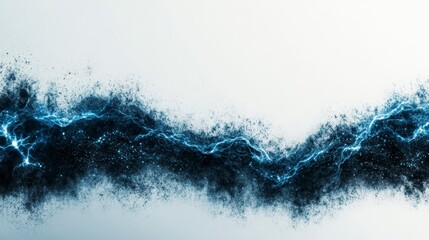 Abstract Blue Energy Wave Glowing Sparks Digital Art Background