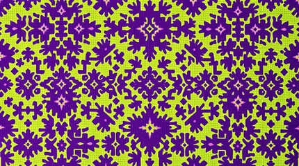 diamond seamless pattern in deep ultraviolet hues. Vivid purples and high contrast highlight the intricate details of the ikat geometric folklore ornament