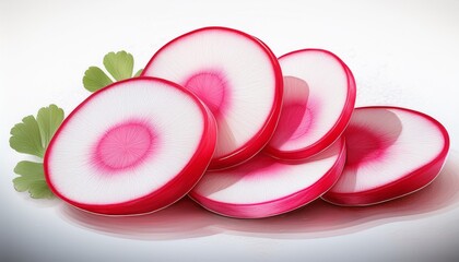 sliced red onion on white background