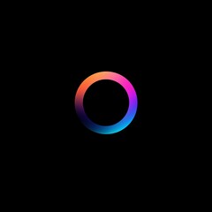 Abstract vibrant ring, colorful circle on black background.