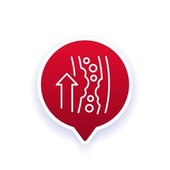 high cholesterol line icon with an artery, vector