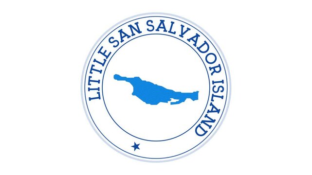 Little San Salvador Island intro. Badge with the circular name and map. Little San Salvador Island round logo animation.