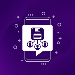 storing user data icon with a phone