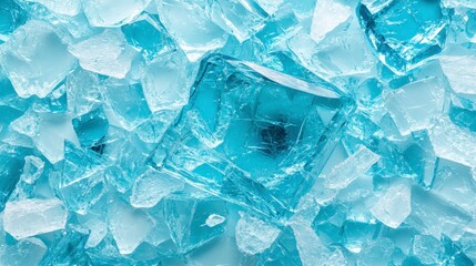 Obraz premium Sparkling Blue Ice Chunks Cracked Ice Pieces Frozen Texture Background
