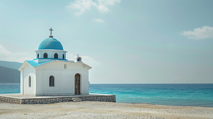 Traditional Greek Chapel with Whitewashed Walls