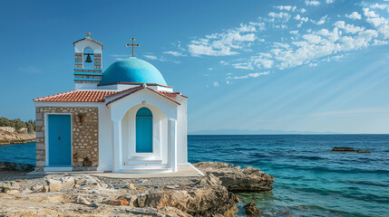 Traditional Greek Chapel with Whitewashed Walls