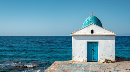Traditional Greek Chapel with Whitewashed Walls