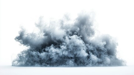 Obraz premium Dramatic Grey Smoke Cloud Isolated on White Background Perfect for VFX and Design Projects
