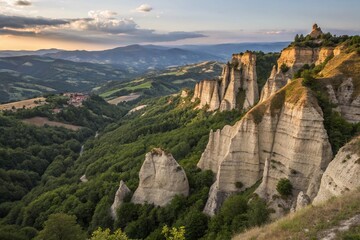 Fototapeta premium Sassi di Roccamalatina Regional Park: Breathtaking Fairy Caves Geological Formations in Modena, Italy