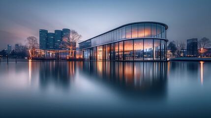 Obraz premium Futuristic Corporate Building with Bold Geometry