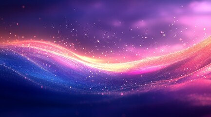 Fototapeta premium Abstract Glittering Particle Wave Background Pink Purple Blue Hues