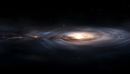 Fototapeta premium Majestic spiral galaxy swirling in the vast expanse of space, stars twinkling in the dark background. Perfect for science, astronomy, or space exploration projects.