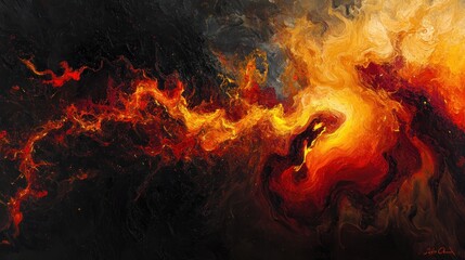 Fiery abstract art canvas, dark background, home decor