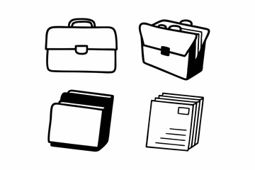 Briefcase and Documents Icon Pack. Illustration of a set of icons, document icon set