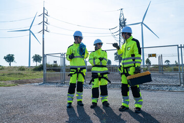 Engineers high-fiving at power station
