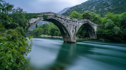 Fototapeta premium Ancient Stone Bridge over Serene Waters