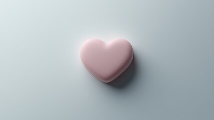 Fototapeta premium Pink heart on white background, soft light, minimalist design.