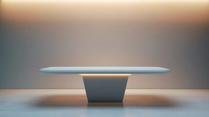Illuminated minimalist display table, studio, backdrop, product showcase