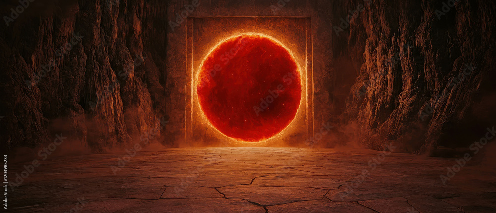 Poster glowing gateway of anu in a wide angle scene capturing intense fantasy atmosphere