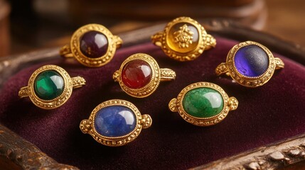 Obraz premium Collection of Exquisite Gemstone Rings