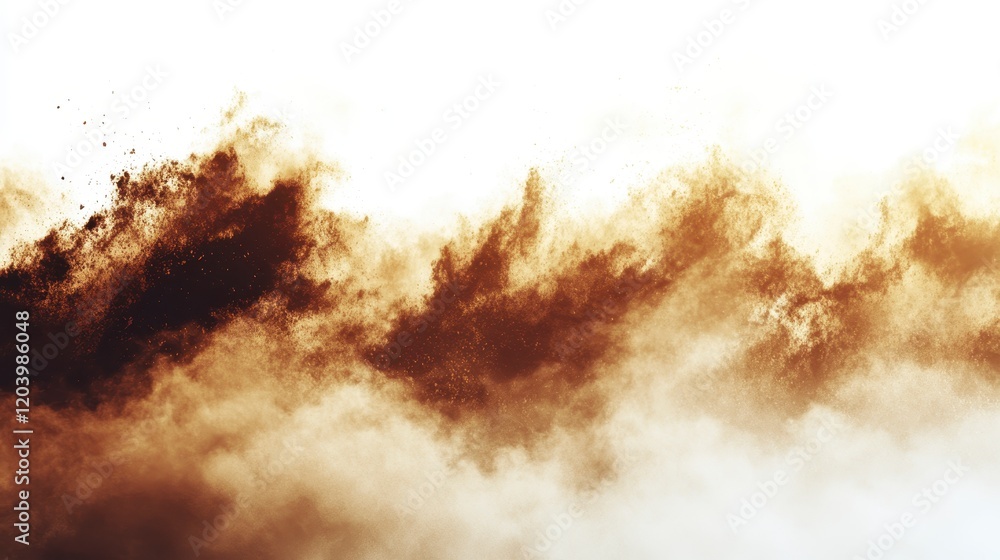 Poster abstract brown dust cloud explosion particle burst texture background