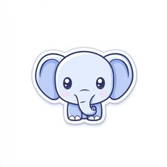 Fototapeta premium Cute light blue cartoon elephant sticker