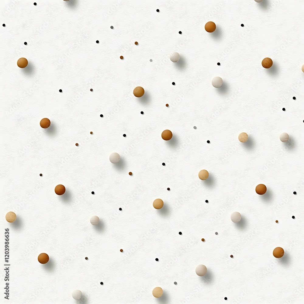 Poster clean minimalist pattern with wood and white dots on surface
