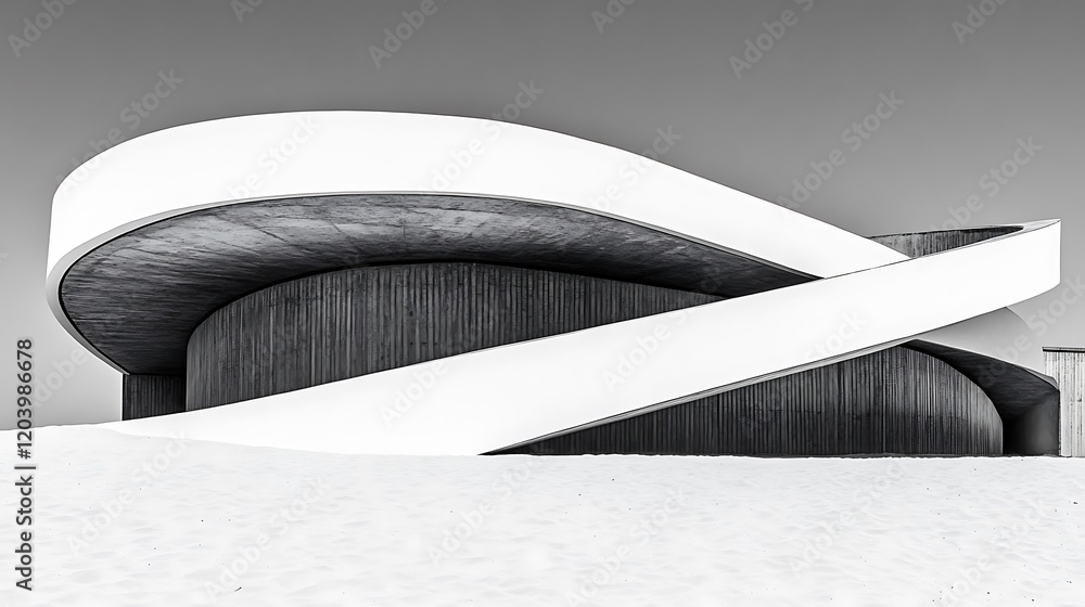 Poster clean minimalist architecture with elegant white curved design