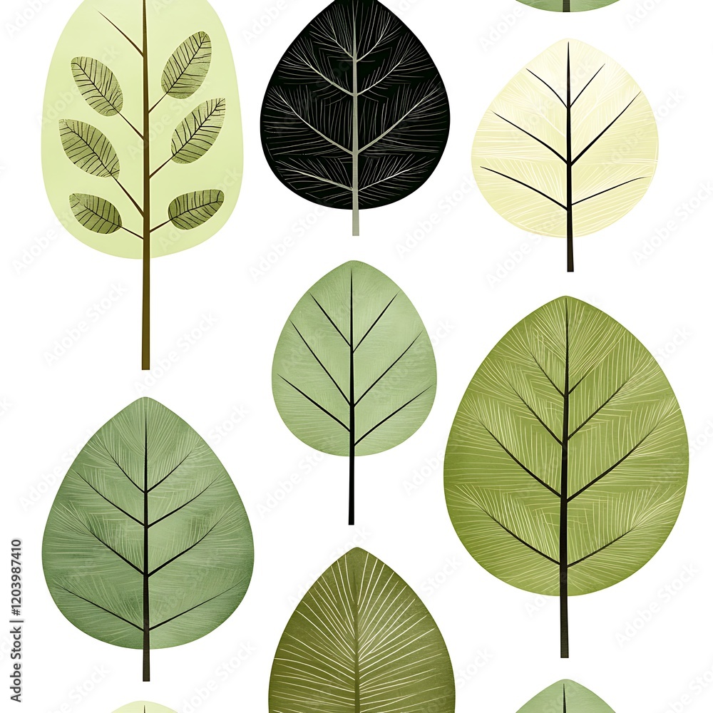 Poster minimalist abstract leaf patterns in clean white background design