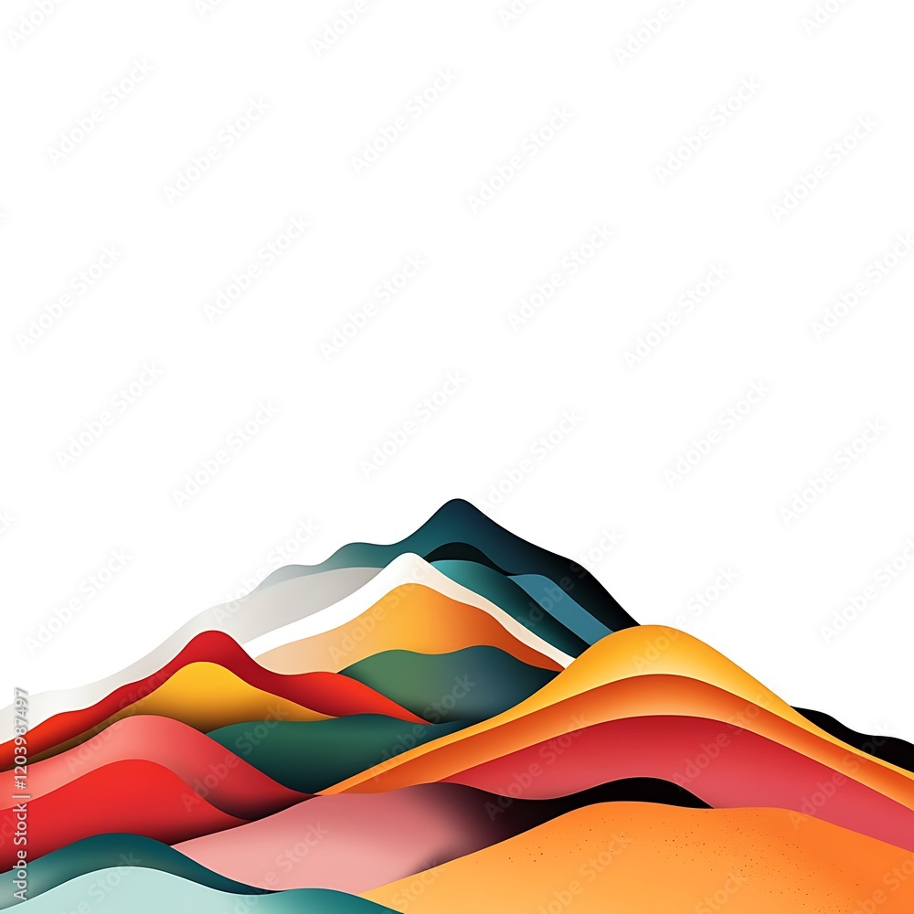 Poster clean and minimalist abstract design with waves in soft colors