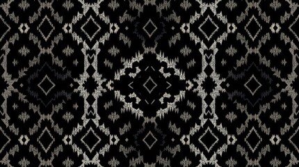 diamond seamless pattern. Dark tones create a creepy, eerie atmosphere. Ikat geometric folklore ornament with Aztec style folk embroidery and tribal ethnic vector texture. Professional