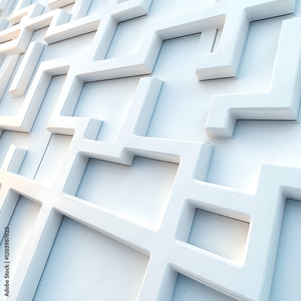 Aufkleber minimalist abstract design in clean white with geometric patterns