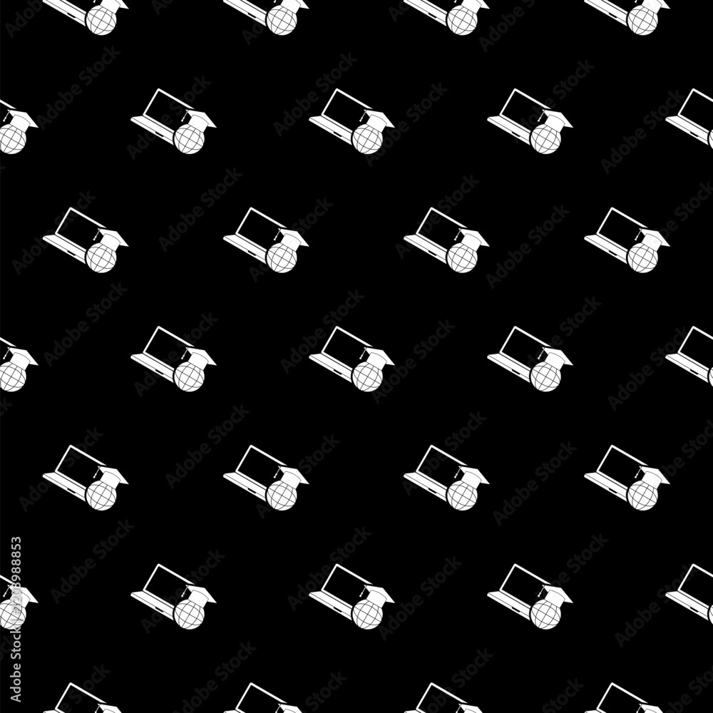 Poster e learning symbol icon pattern seamless isolated on black background