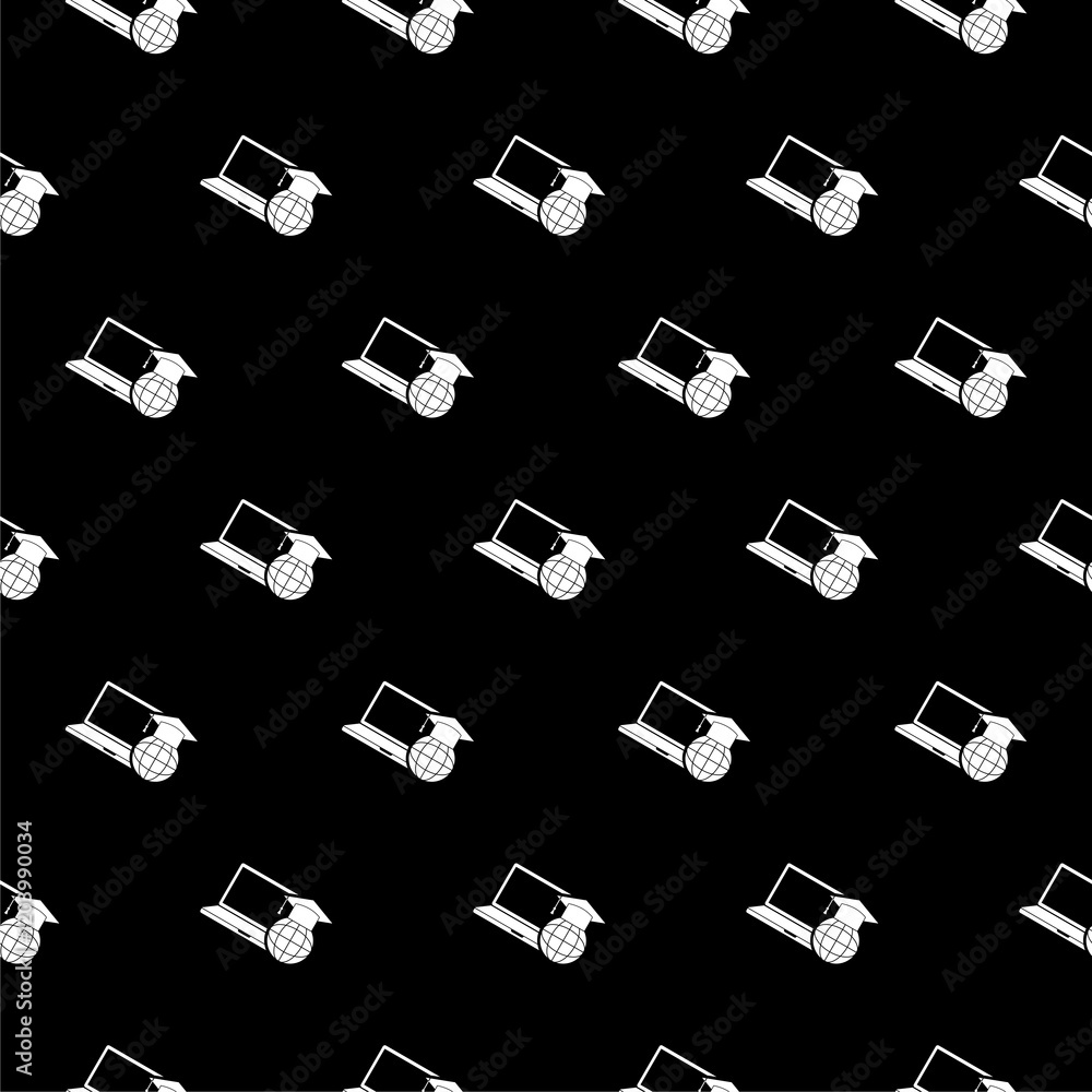 Poster e learning symbol icon pattern seamless isolated on black background