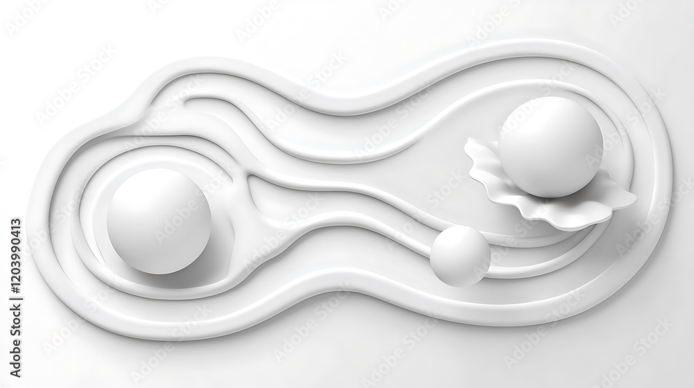 Poster minimalist white objects on clean surface in modern style design