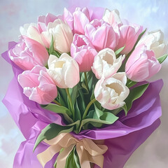 Obraz premium pink tulips in a vase 