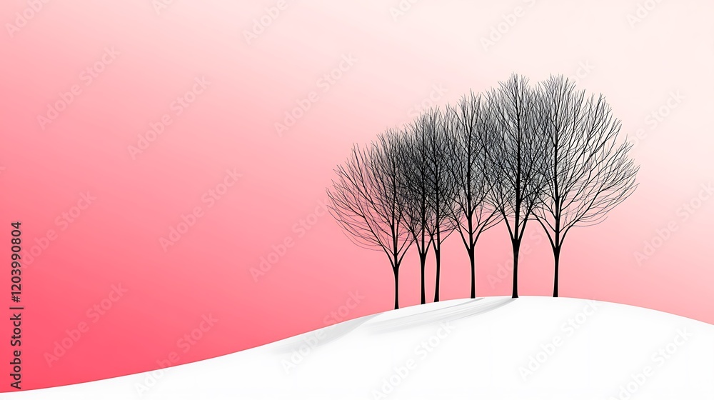 Poster elegant minimalist tree line against soft gradient background