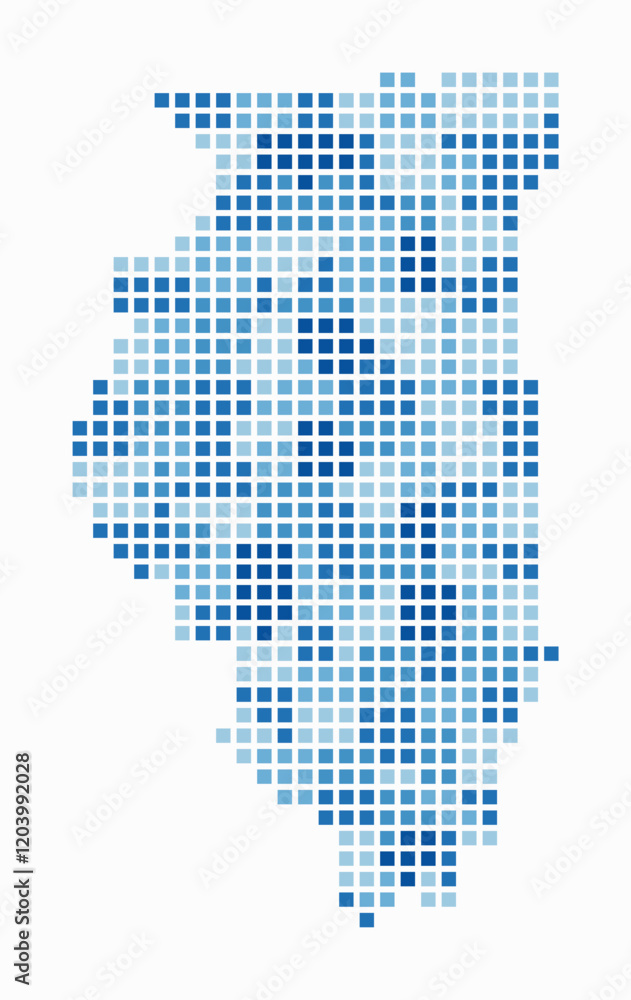 Poster illinois dotted map. digital style map of the state on a white background. illinois shape with squar