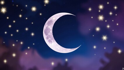 Fototapeta premium crescent moon and stars symbolizing the start of Ramadan Generative AI