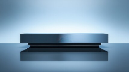 Obraz premium Sleek Modern Minimalist Blue Steel Platform Display Stand Empty Product Showcase