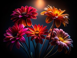 Fototapeta premium Silhouette Abstract Flowers: Elegant Dark Floral Backlit Design