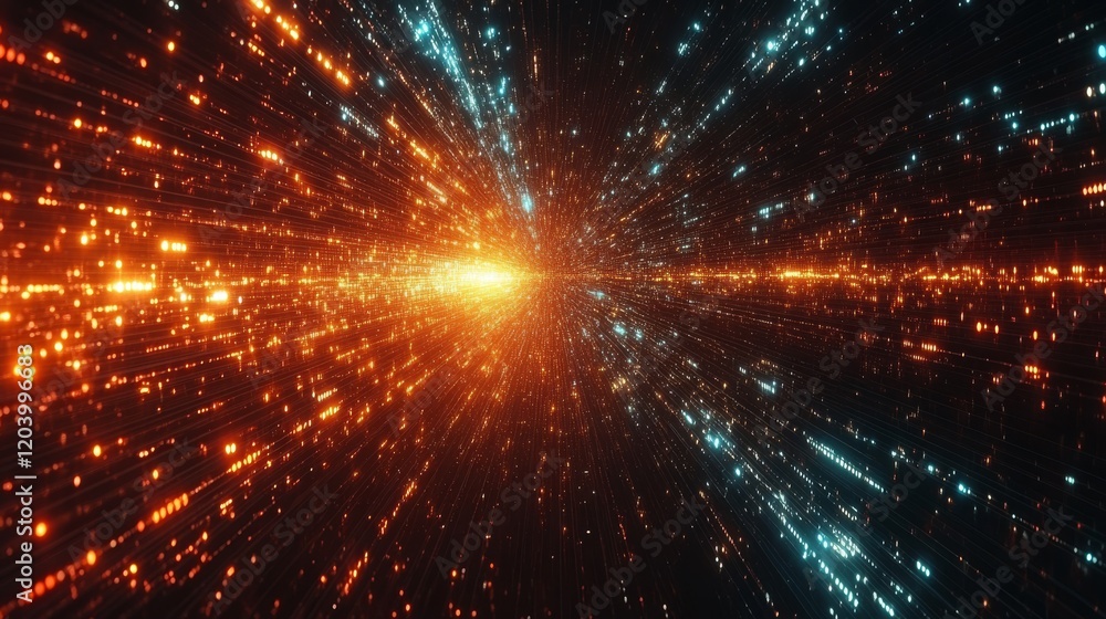Poster abstract data stream: a dynamic visualization of interconnected digital particles moving through a d