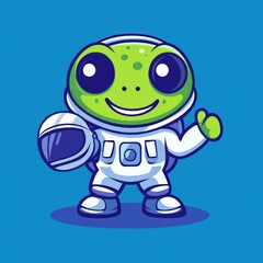 Obraz premium Cute turtle astronaut in space suit