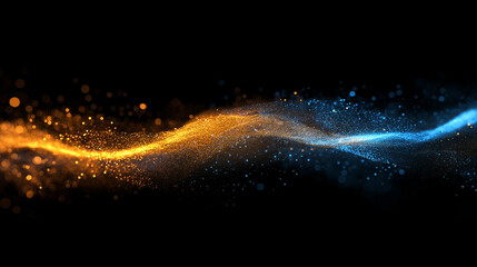 Abstract Glowing Bokeh Background with Golden and Blue Light Effects