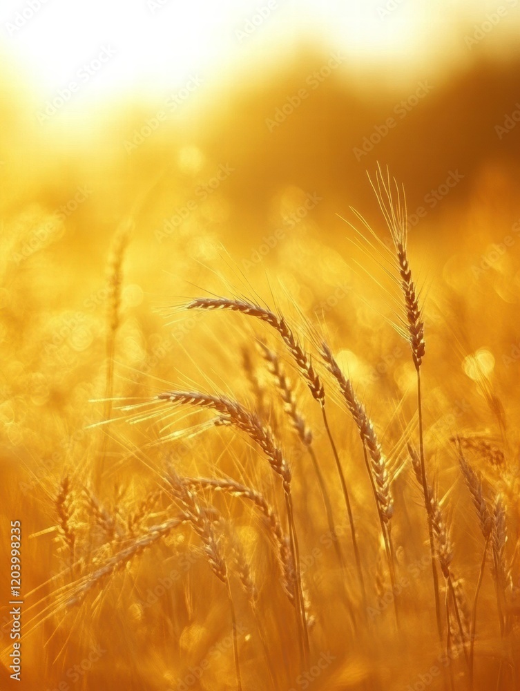Poster golden wheat fields swaying gently in the warm sunlight during a peaceful late afternoon. generative