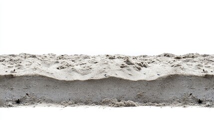 Textured Gray Sand Dune Cross Section Isolated on White Background