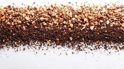 Naklejka premium Soil and Gravel Texture Background Top View of Brown Dirt and Small Stones